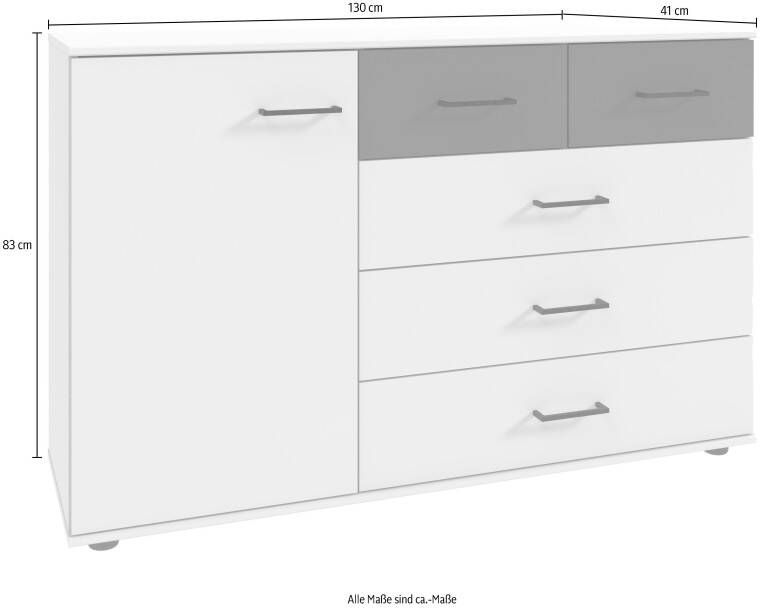 Wimex Kast met laden en deuren Kreta 1-deurs met 5 laden 130 cm breed - Foto 2