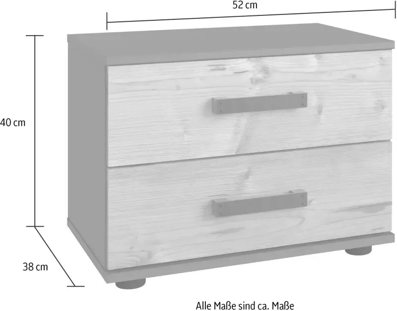 Wimex Slaapkamerserie Stockholm rustieke look in industrieel ontwerp 6-delig kledingkast met spiegel bed inclusief lades (set) - Foto 20