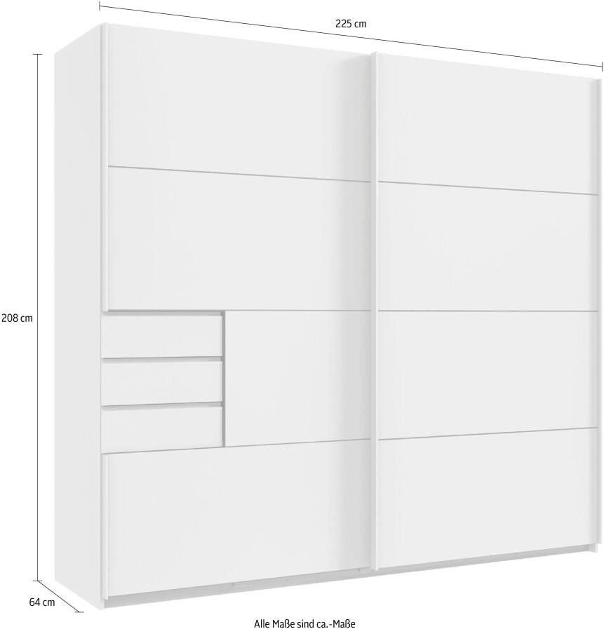 Wimex Zweefdeurkast Bangkok Kledingkast 2-deurs 225 cm breed met 3 praktische lades - Foto 2