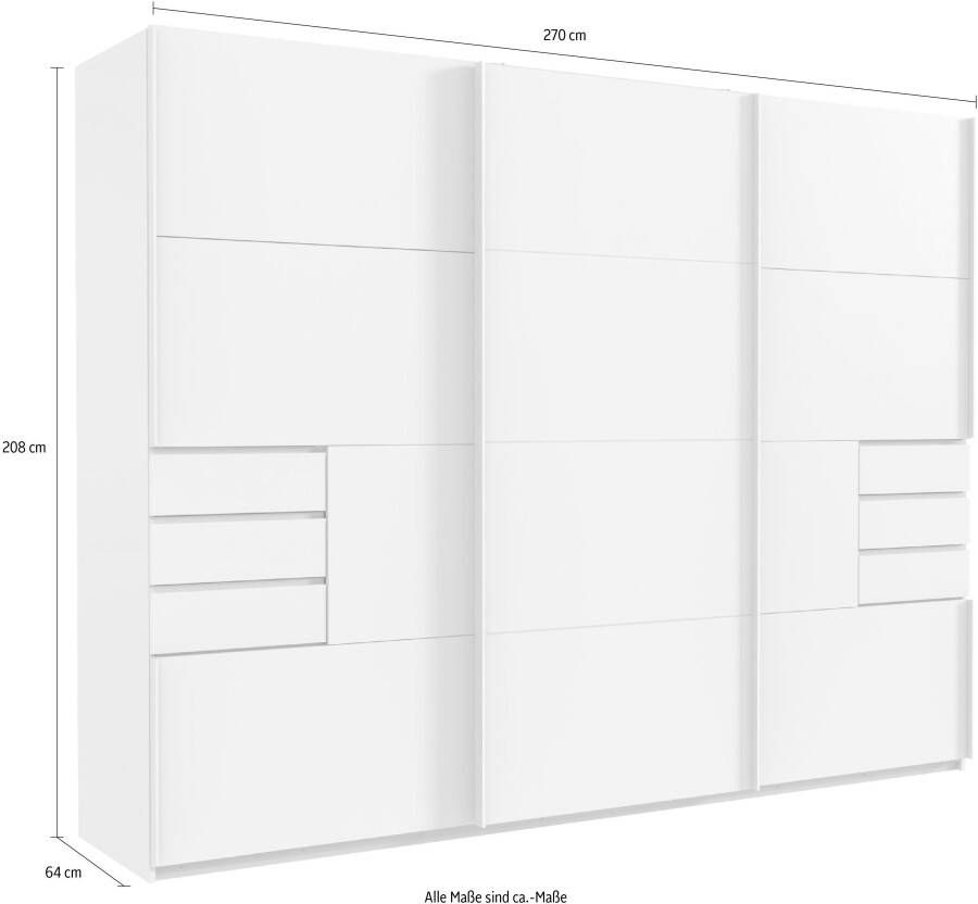 Wimex Zweefdeurkast Bangkok Kledingkast 3-deurs 270 cm breed met 6 praktische externe laden - Foto 1