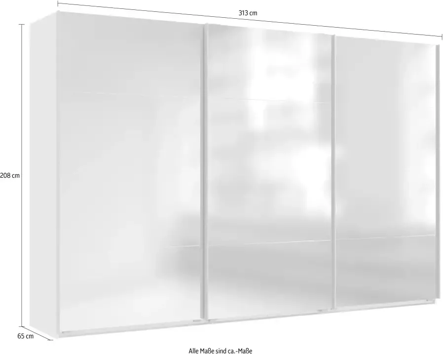 Wimex Zweefdeurkast Engeland 3-deurs met volledig gespiegelde voorkant van de kast in verschillende breedtematen