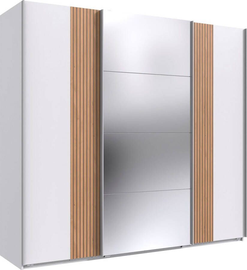 Wimex Zweefdeurkast Malaga 3-deurs kledingkast met akoestische panelen look en spiegel - Foto 4