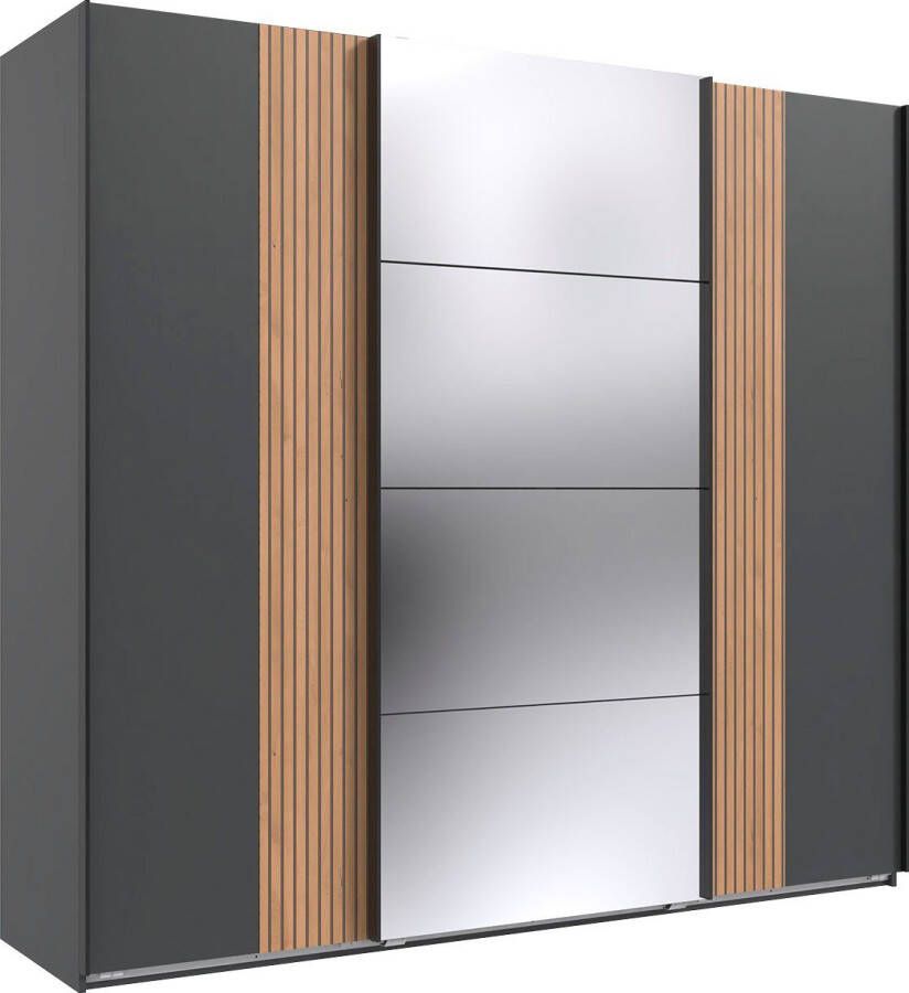 Wimex Zweefdeurkast Malaga 3-deurs kledingkast met akoestische panelen look en spiegel - Foto 4