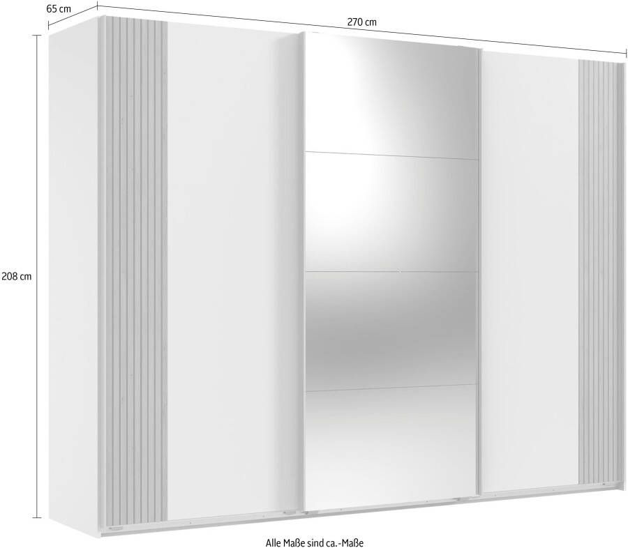 Wimex Zweefdeurkast Malaga 3-deurs kledingkast met akoestische panelen look en spiegel - Foto 2