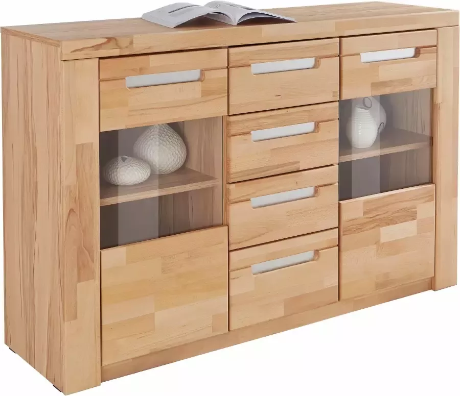 Home affaire Dressoir Kolding Breedte 140 cm met 2 glasdeuren