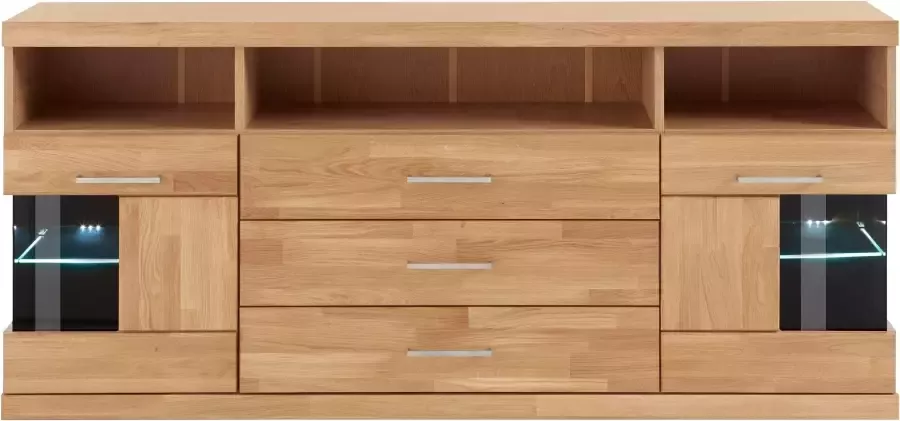 Home affaire Dressoir Ribe 180cm breed fronten massief hout 7 vakken variabele bodems - Foto 11