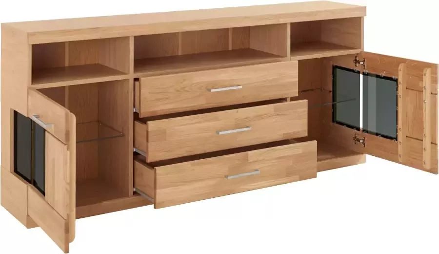 Home affaire Dressoir Ribe 180cm breed fronten massief hout 7 vakken variabele bodems - Foto 8