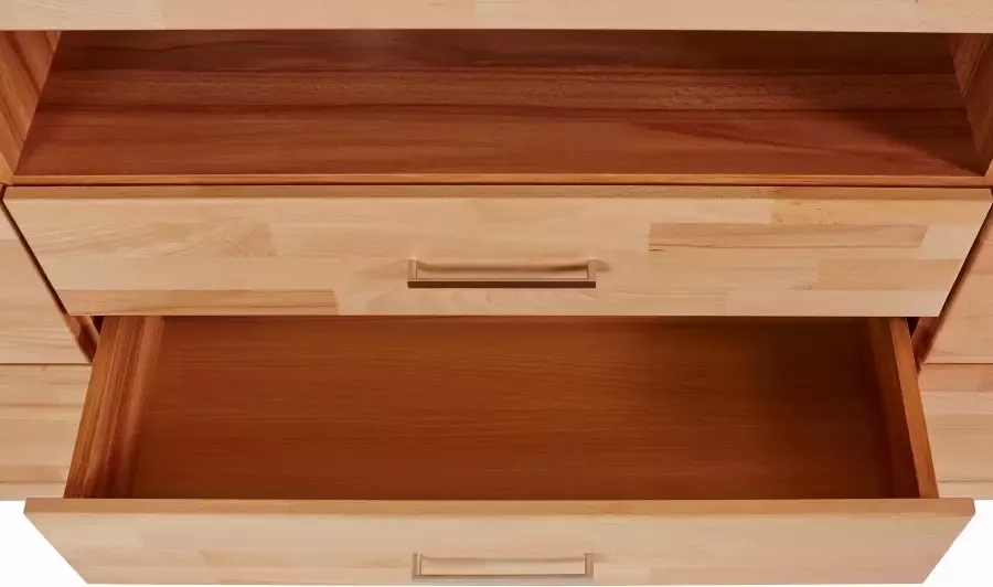 Home affaire Dressoir Ribe 180cm breed fronten massief hout 7 vakken Hout massief houtmateriaal metalen handgrepen 2 deuren 3 laden - Foto 9