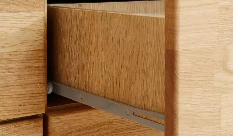 Home affaire Dressoir Trondheim 200 cm breed 42 cm diep fronten massief hout metalen handgrepen - Foto 6