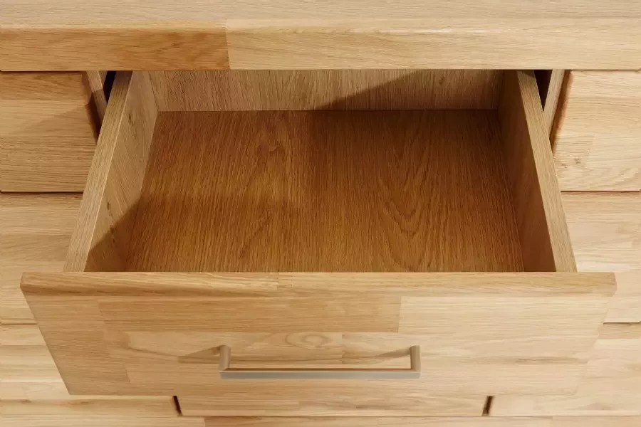 Home affaire Dressoir Trondheim 200 cm breed 42 cm diep fronten massief hout metalen handgrepen - Foto 2