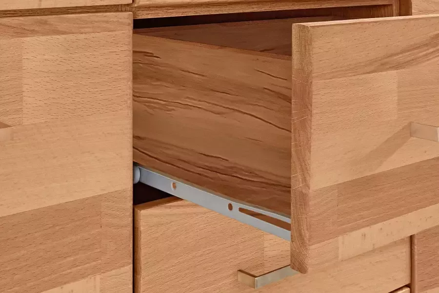 Home affaire Highboard Ribe 125cm breed 115cm hoog fronten massief hout 5 deuren 3 lades Hout massief houtmateriaal metalen handgrepen 10 vakken planken verstelbaar - Foto 7