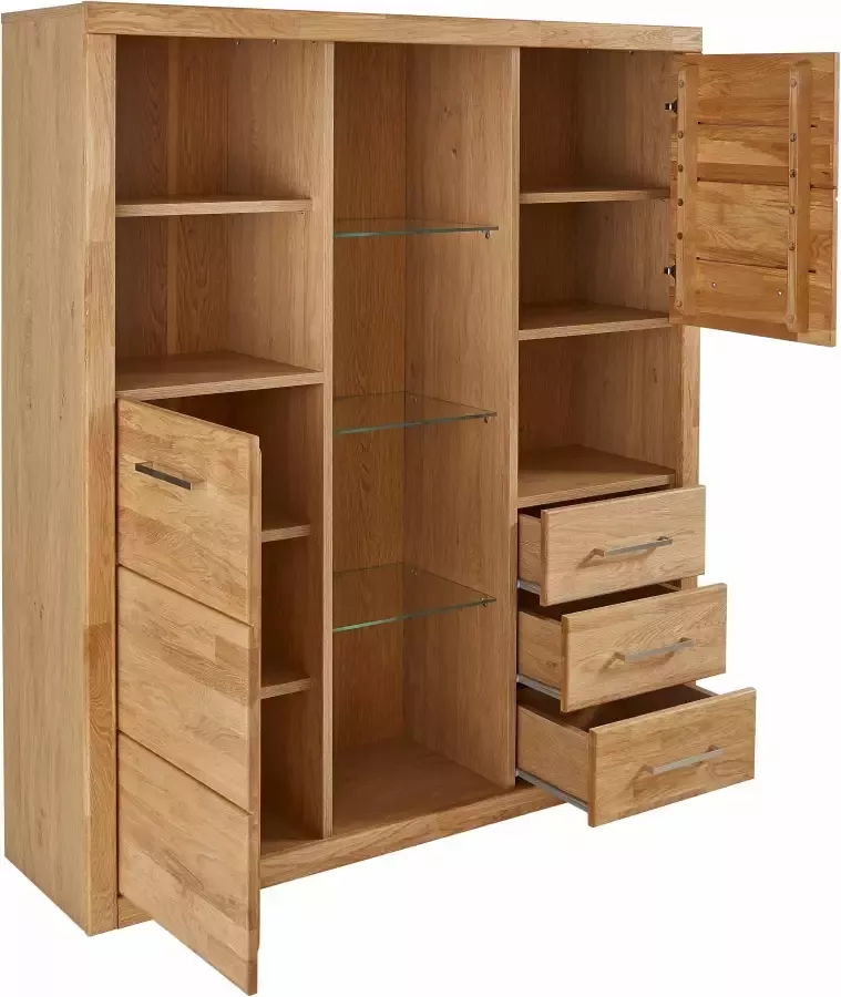 Home affaire Highboard Ribe 130cm breed 145cm hoog fronten massief hout 12 vakken - Foto 2