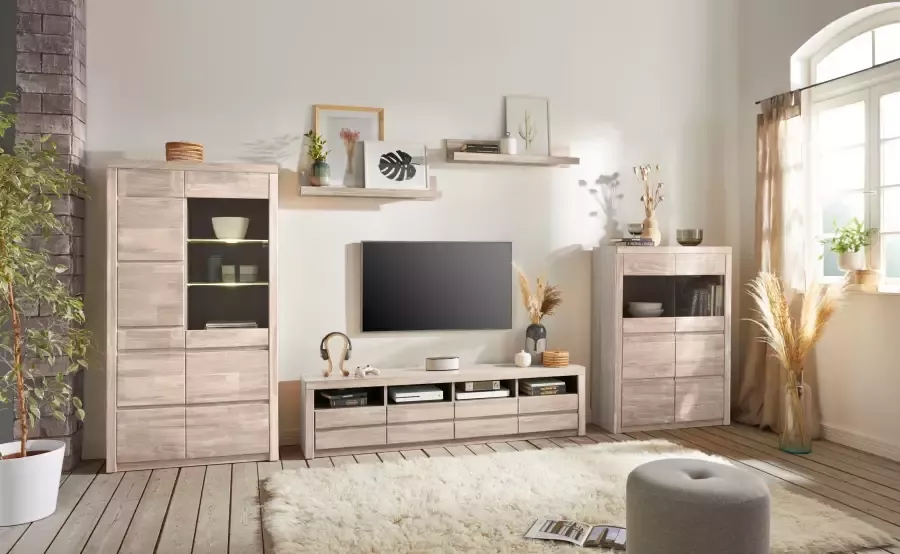Home affaire Highboard Silkeborg mooie greeploze look gedeeltelijk massief - Foto 4