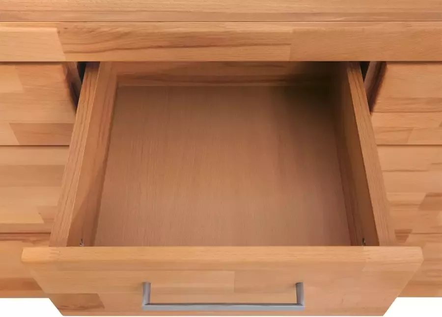 Home affaire Dressoir Logo 130cm breed 42 cm diep fronten massief hout 2 brede vakken - Foto 3