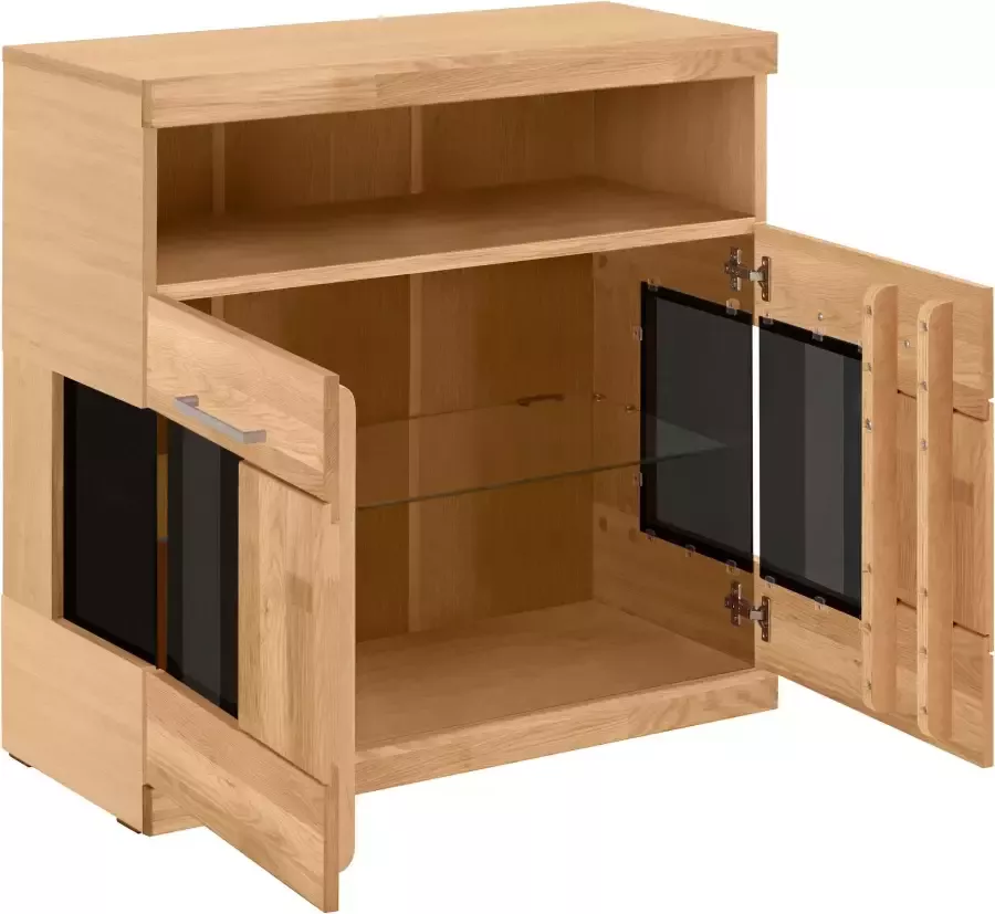 Home affaire Kast Ribe 85cm breed 35 cm diep fronten massief hout 2 deuren met glazen inzet - Foto 2