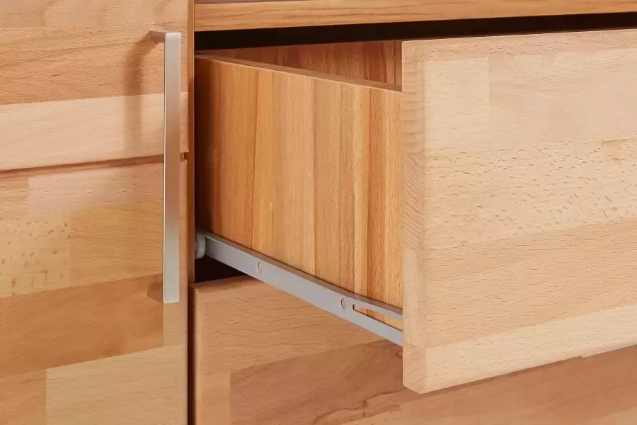 Home affaire Tv-meubel Logo 160cm breed 42 cm diep fronten massief hout kabeldoorvoer - Foto 5