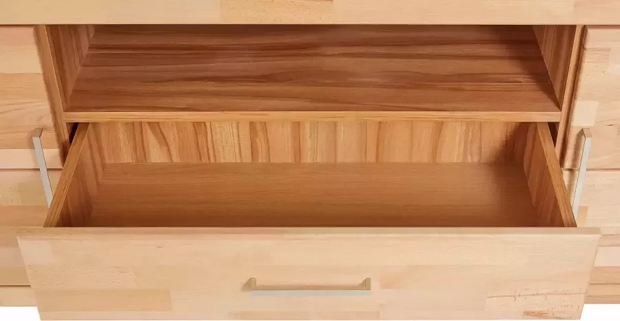 Home affaire Tv-meubel Logo 160cm breed 42 cm diep fronten massief hout kabeldoorvoer - Foto 9