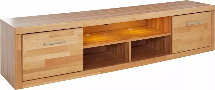 Home affaire Tv-meubel Logo 200cm breed 42 cm diep fronten massief hout kabeldoorvoer - Foto 7