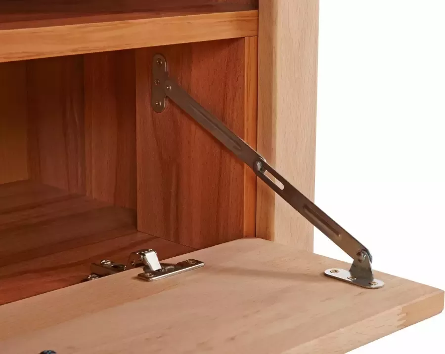 Home affaire Tv-meubel Ribe 140cm breed 38cm hoog met 2 kleppen Hout massief houtmateriaal metalen handgrepen 2 kleppen