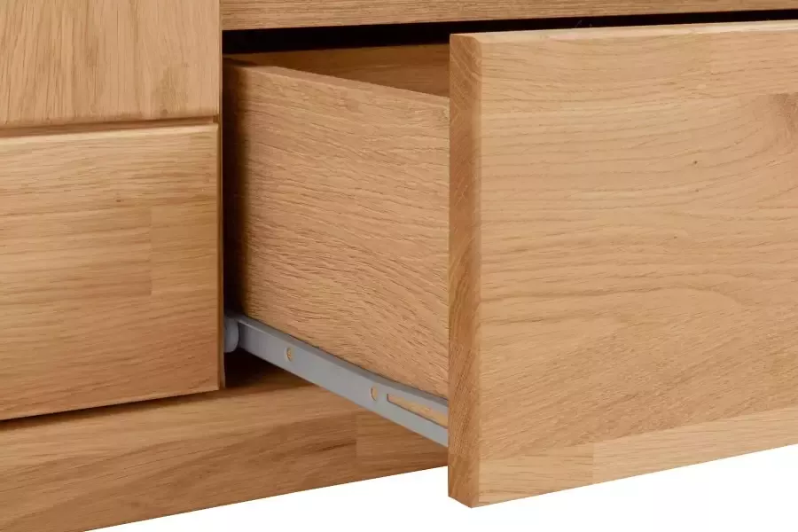 Home affaire Tv-meubel Ribe 160cm breed 55cm hoog Corpus houtmateriaal glazen inzet van gehard glas planken verstelbaar - Foto 5