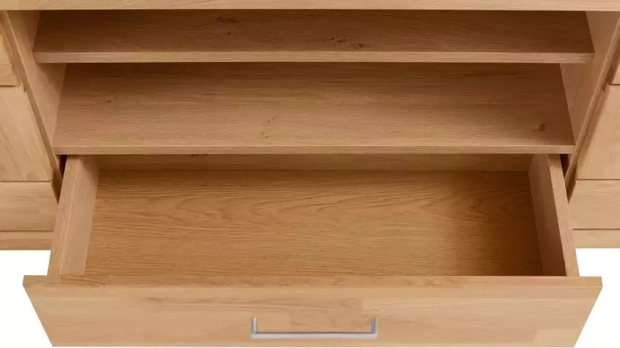 Home affaire Tv-meubel Ribe 160cm breed 55cm hoog Corpus houtmateriaal glazen inzet van gehard glas planken verstelbaar - Foto 9