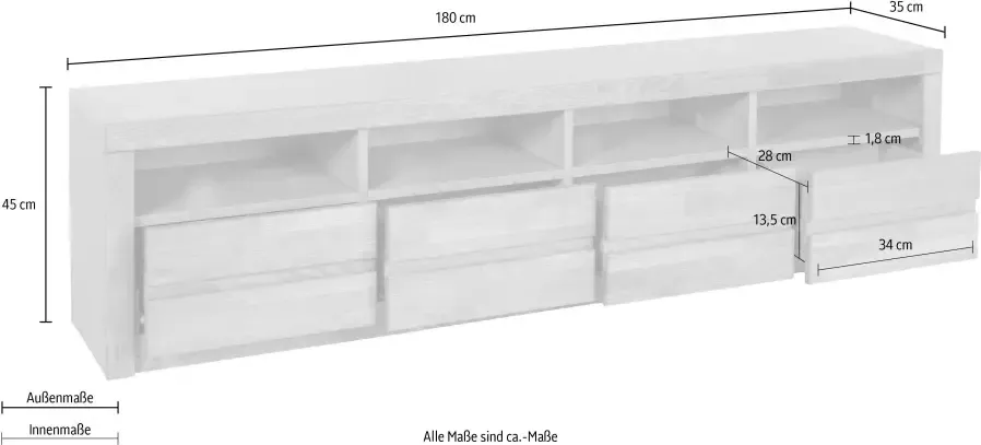 Home affaire Tv-meubel Silkeborg mooie greeploze look breedte 180 cm - Foto 2