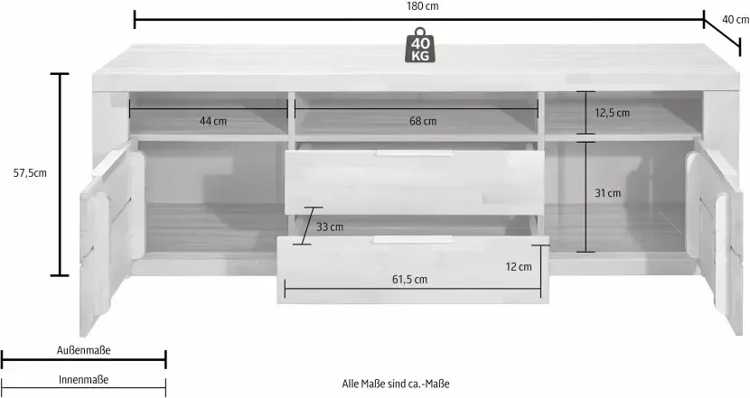 Home affaire Tv-meubel Zara Breedte 180 cm - Foto 9