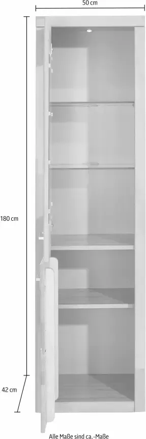 Home affaire Vitrinekast Logo 180cm hoog 42 cm diep fronten massief hout 5 vakken variabele bodems - Foto 2