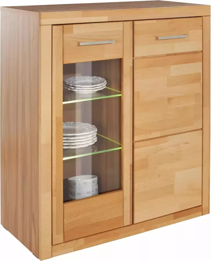 Home affaire Vitrinekast Logo 100cm hoog 42 cm diep fronten massief hout 6 vakken variabele bodems - Foto 3