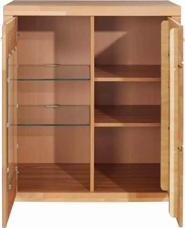 Home affaire Vitrinekast Logo 100cm hoog 42 cm diep fronten massief hout 6 vakken variabele bodems - Foto 2