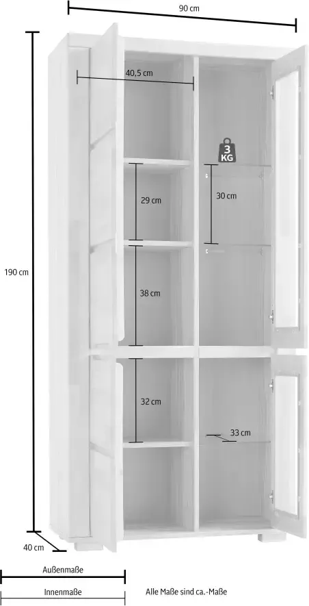 Home affaire Vitrinekast Denis Hoogte 190 cm - Foto 3