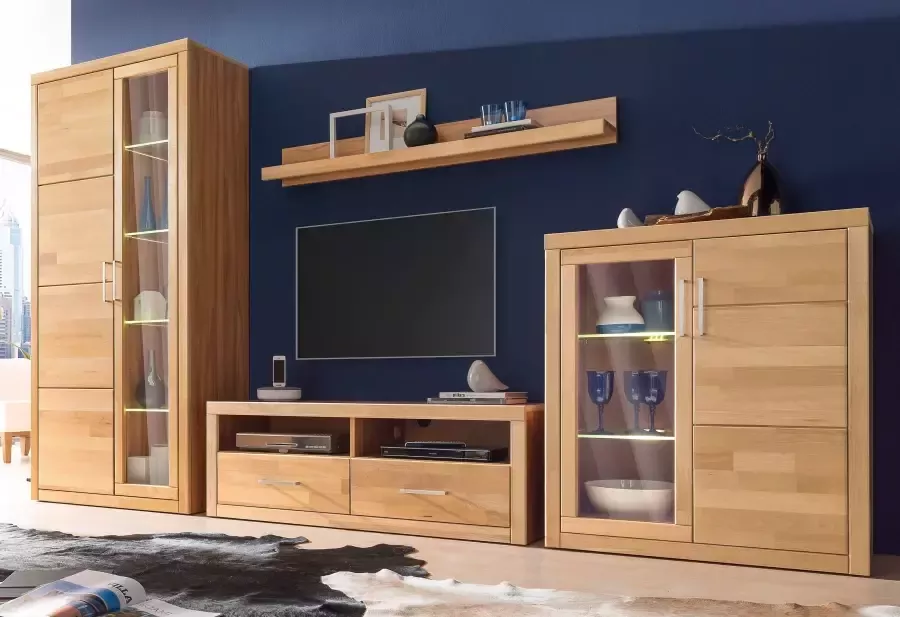 Home affaire Vitrinekast Logo 100cm hoog 42 cm diep fronten massief hout 6 vakken - Foto 7