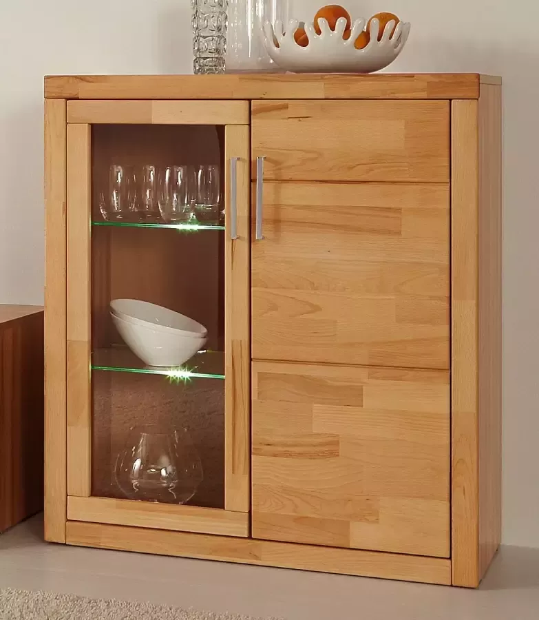 Home affaire Vitrinekast Logo 100cm hoog 42 cm diep fronten massief hout 6 vakken - Foto 4