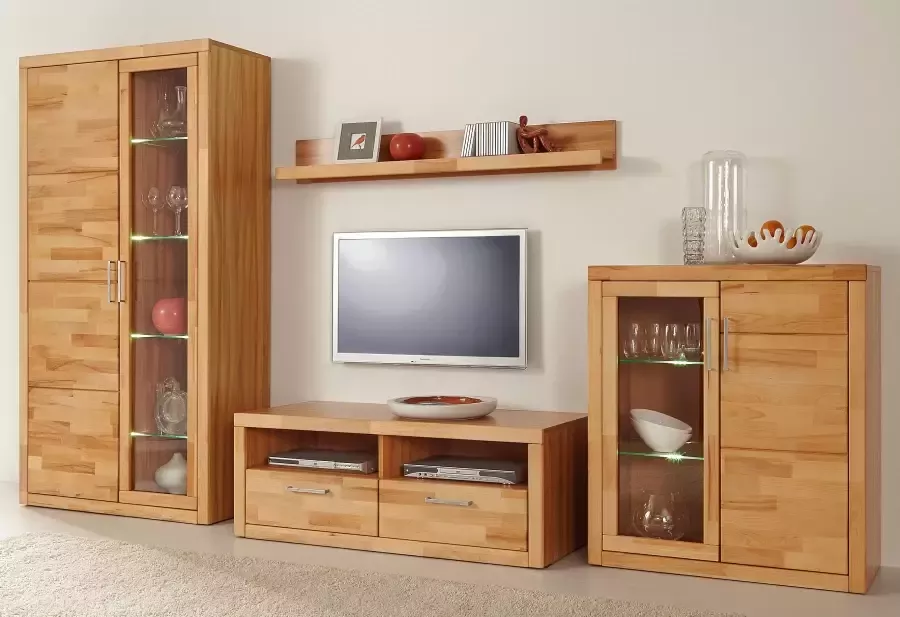 Home affaire Vitrinekast Logo 190cm hoog 42 cm diep fronten massief hout 10 vakken - Foto 2