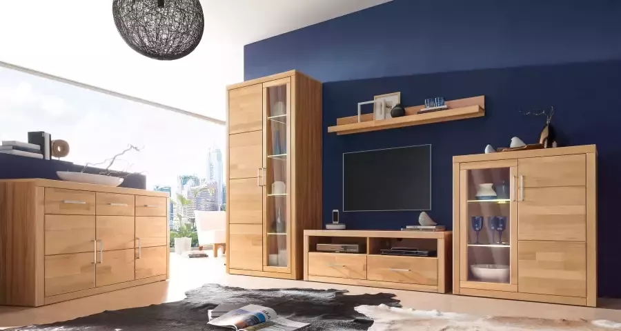 Home affaire Vitrinekast Logo 190cm hoog 42 cm diep fronten massief hout 10 vakken - Foto 10