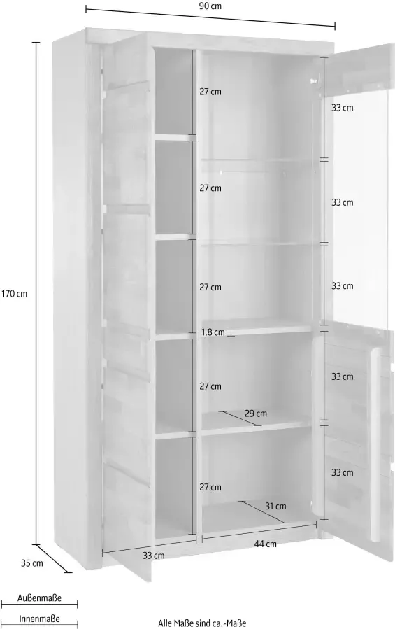 Home affaire Vitrinekast Silkeborg gedeeltelijk massief mooie greeploze look - Foto 3