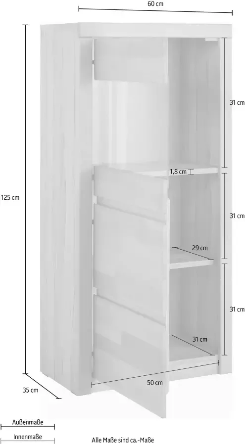 Home affaire Vitrinekast Silkeborg mooie greeploze look gedeeltelijk massief - Foto 3