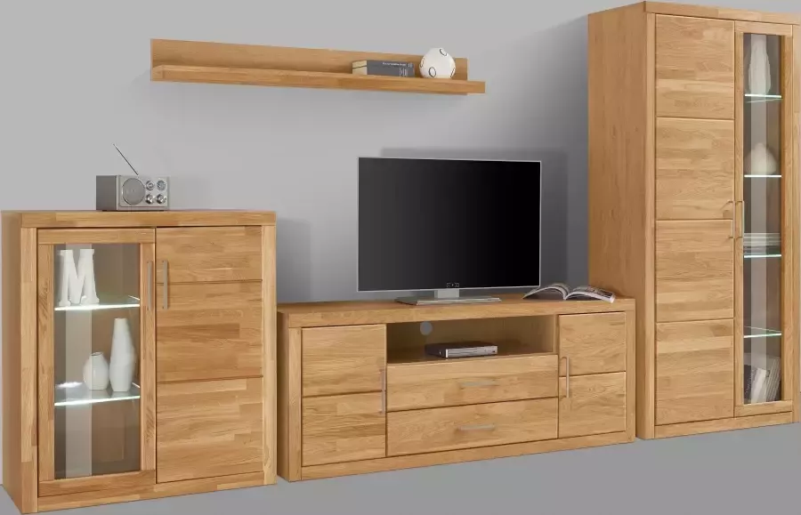 Home affaire Wandmeubel Logo gedeeltelijk massief hout (set 4-delig)