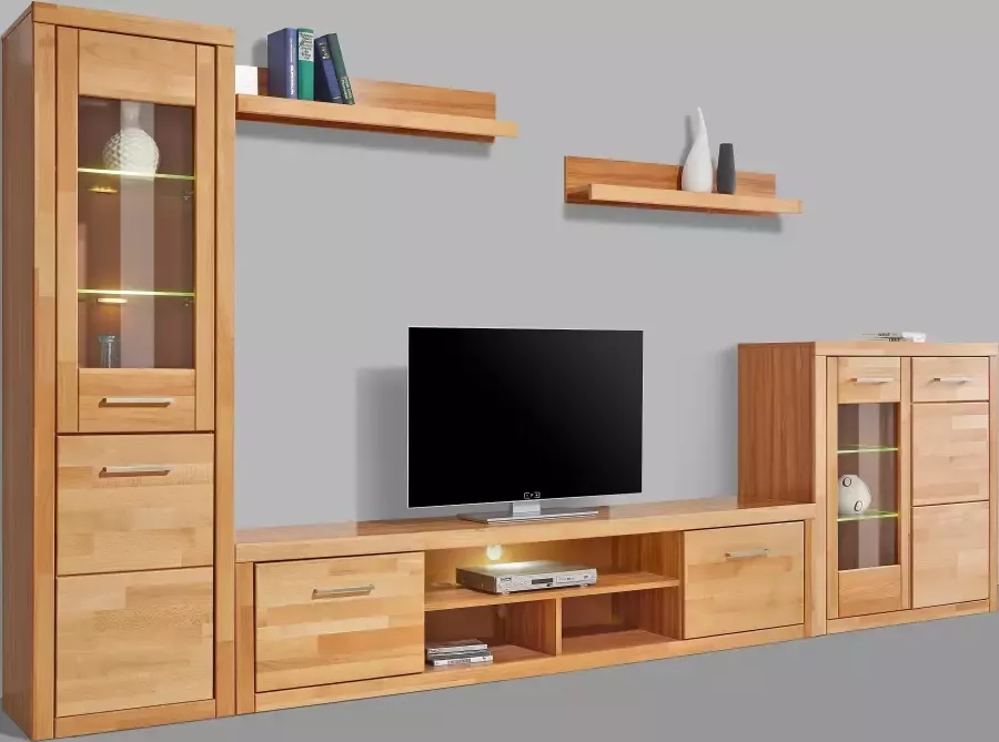 Home affaire Wandmeubel Logo fronten massief hout lichaam houtvezelplaat variabele bodems (set 5-delig)