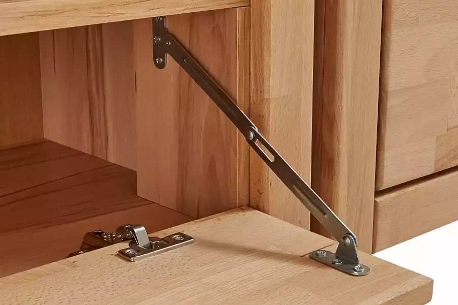 Home affaire Wandmeubel Ribe Set-5 st. Massieve bovenplaten veel opbergruimte Glazen inzet van gehard glas planken gedeeltelijk verstelbaar (set 5-delig) - Foto 4