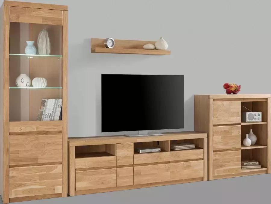 Home affaire Wandmeubel Silkeborg gedeeltelijk massief hout (set 4-delig)