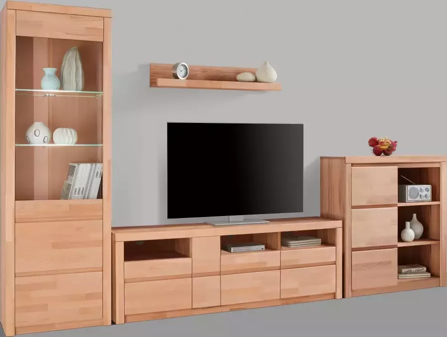 Home affaire Wandmeubel Silkeborg gedeeltelijk massief hout (set 4-delig)
