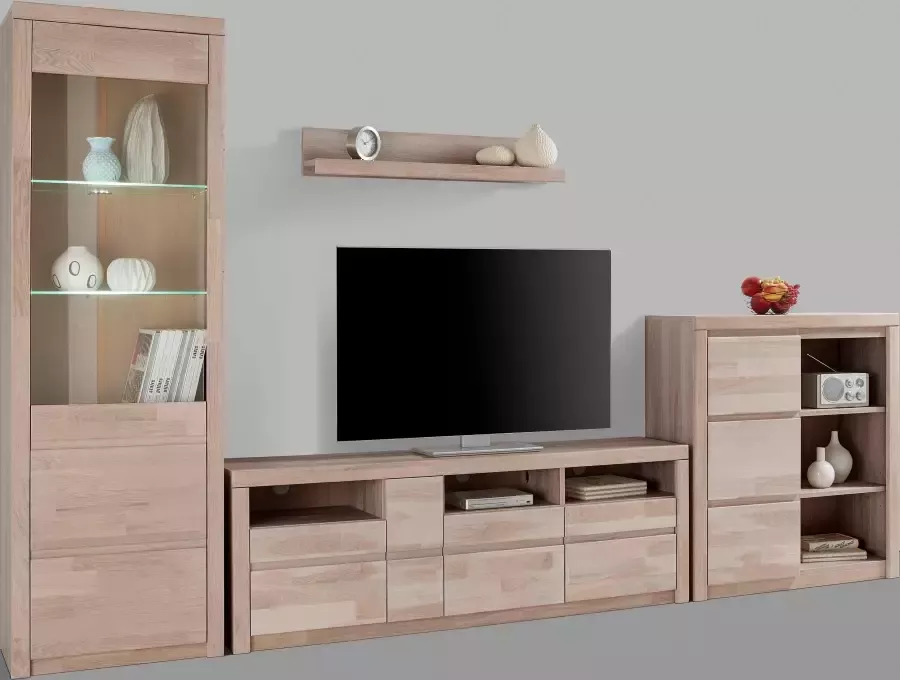 Home affaire Wandmeubel Silkeborg gedeeltelijk massief hout (set 4-delig)