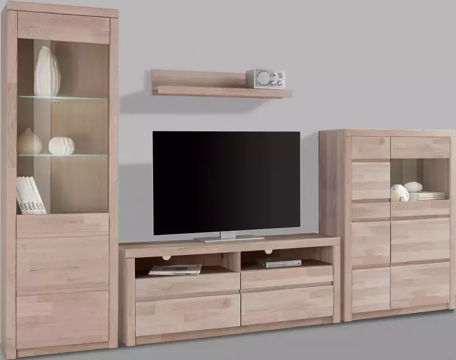 Home affaire Wandmeubel Silkeborg gedeeltelijk massief hout (set 4-delig)