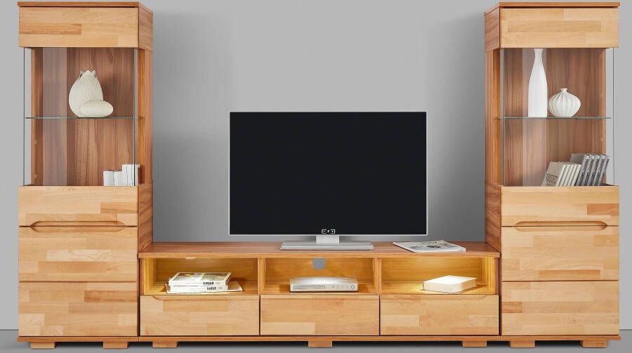 Home affaire Wandmeubel Vetro fronten massief hout lichaam houtvezelplaat gripgaten Vloeren gedeeltelijk verplaatsbaar kabeldoorvoer bij TV gedeelte (set 3 stuks) - Foto 9