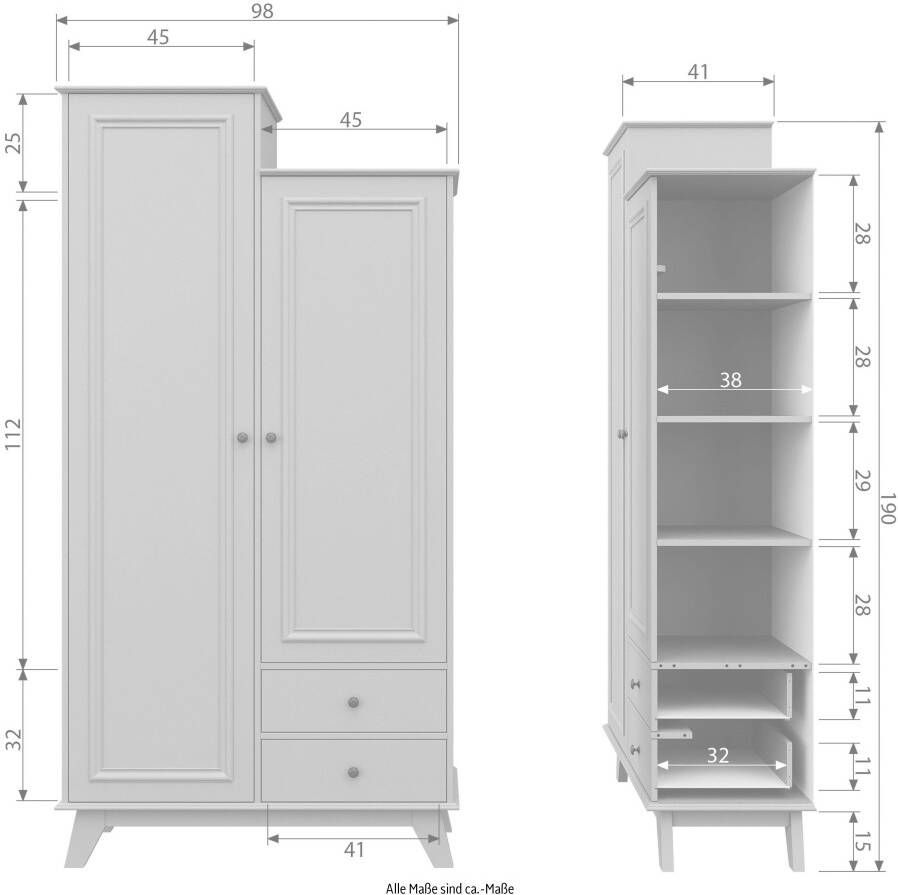 Woood Lily Garderobekast Grenen Clay 190x98x41 - Foto 2