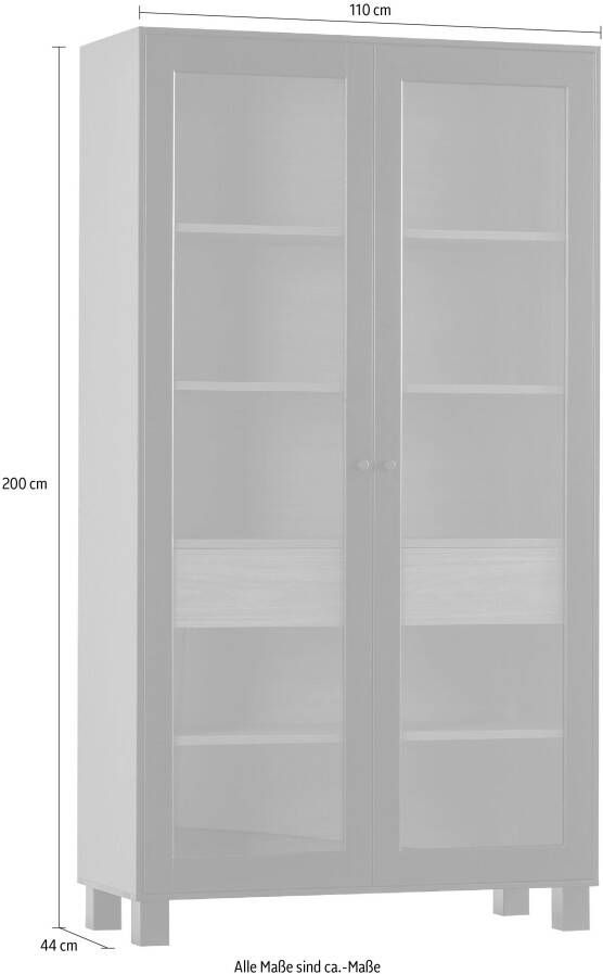 Woood Goos 2-deurs vitrinekast Grenen Zwart Walnoot 200x110x44 - Foto 5