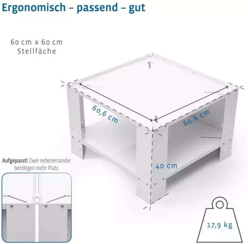 Xavax Onderbouwsokkel Sokkel 60 x 60 x 40cm Wasmachine Wasdroger Sokkel voor huishoudelijke apparaten verstelbaar - Foto 10