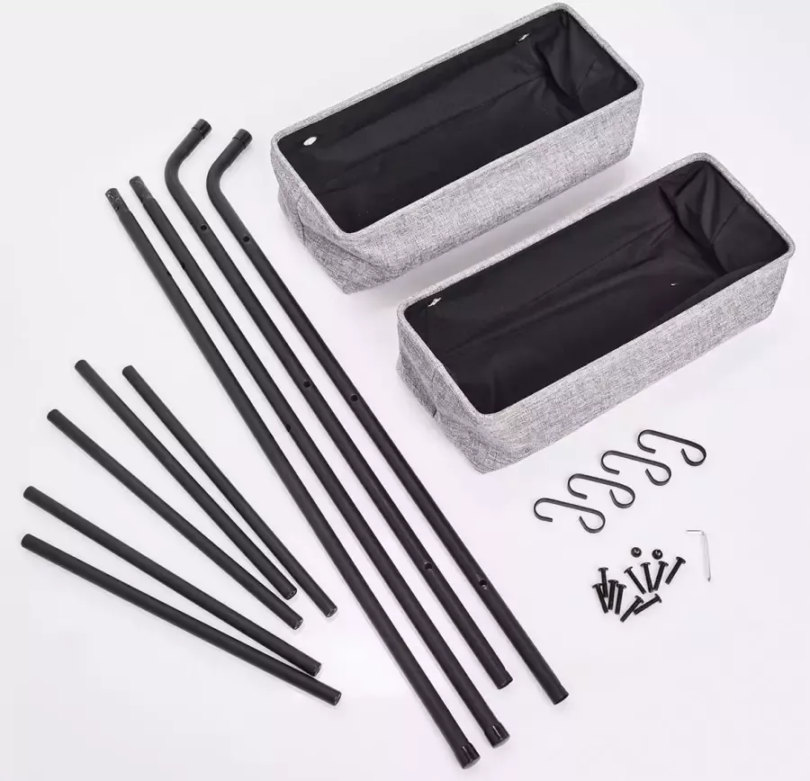 Zeller Present Decoratieve plank Ladder-rek m. 2 manden metaal zwart grijs (1 stuk) - Foto 3