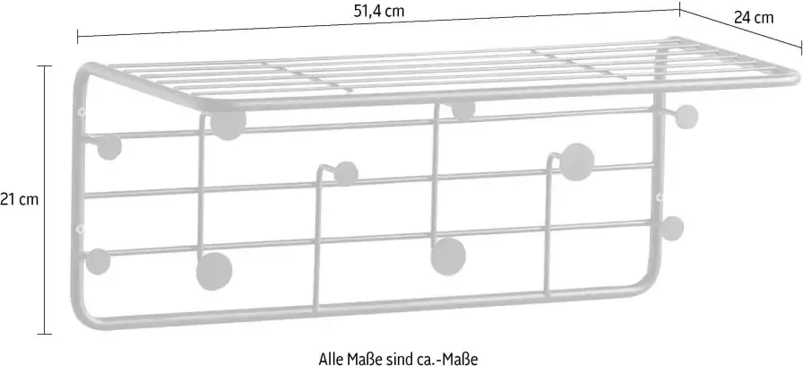 Zeller Zwarte kapstok van metaal 51 4 x 24 x 21 cm Wandkapstok met haken en plateau - Foto 3